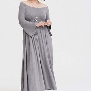Torrid gray off shoulder jersey maxi dress